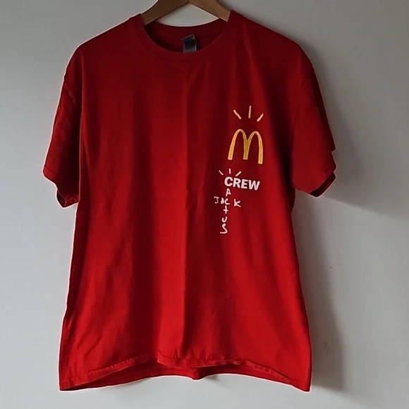 Gildan Shirts | Travis Scott T-Shirt Cactus Jack Mcdonald's Crew Collaboration Unisex-Tee, Size | Color: Red | Size: L | Mvanderventer's Closet